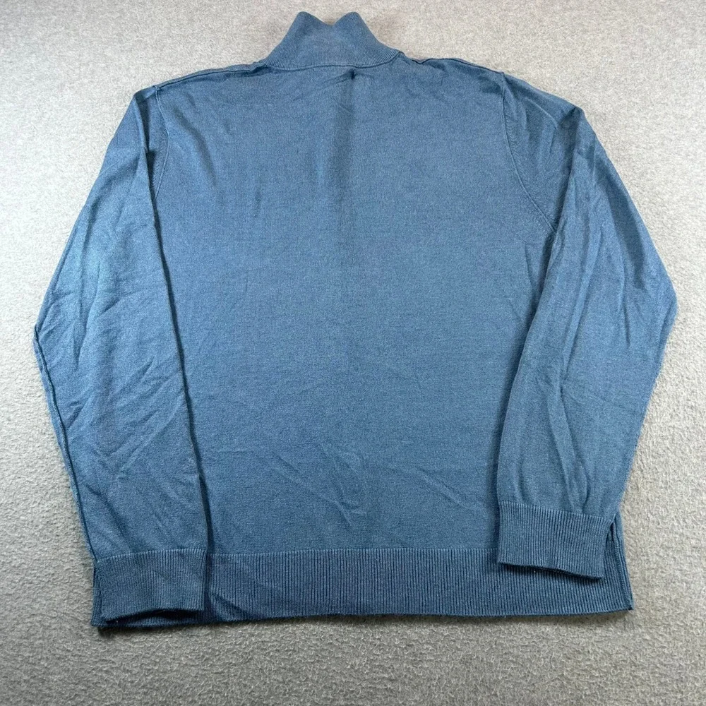 Banana Republic Cardigan Sweater Mens XL Blue Silk Cashmere Full Zip Mock Neck